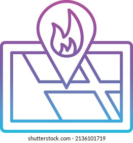 Icono del vector de ubicación de incendios. Se puede usar para imprimir, móviles y aplicaciones web.