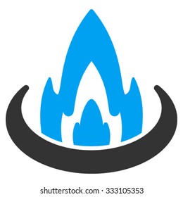 Fire Location vector icon. Style is bicolor flat symbol, blue and gray colors, rounded angles, white background.