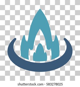 Fire Location vector pictogram. Illustration style is flat iconic bicolor cyan and blue symbol on a transparent background.