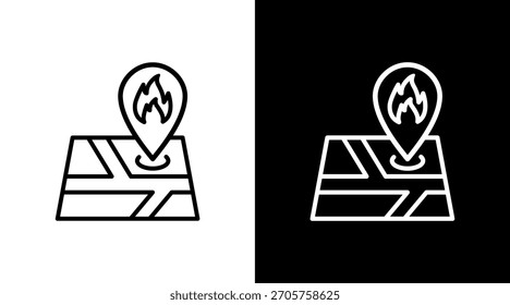 Icono blanco de Locación de fuego Set Vector