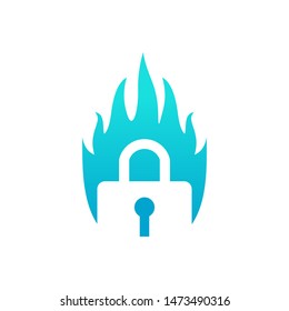 Fire Lock logo design template - vector