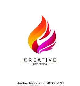 Fire logo with 3d  design illustration, power icon 