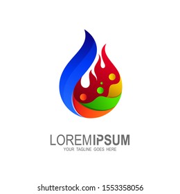Fire logo with 3d design template, Abstract logo with colorful 
