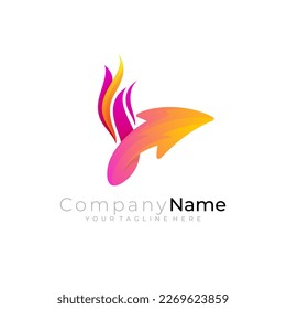Fire logo and arrow design combination, hot icons