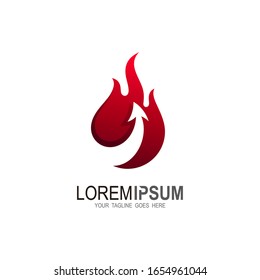 fire logo with arrow design illustration, restaurant icon, fast symbol