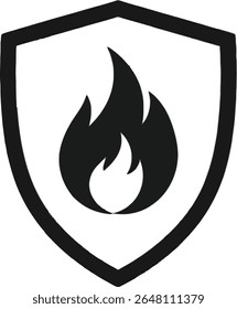 fire logo, black shield with subtle flame