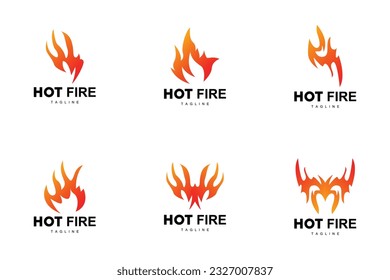 Fire Logo, Burning Hot Flame Vector, Simple Design Template Illustration