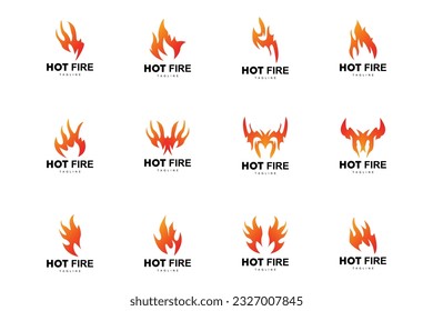 Feuerlogos, brennender Hot-Flame-Vektorgrafik, Illustration von einfachen Design-Vorlagen