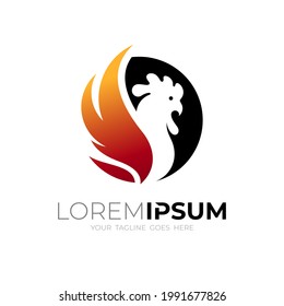 Fire logo and chicken design combination, restaurant icon