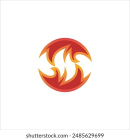 The fire logo is circular in red and orange