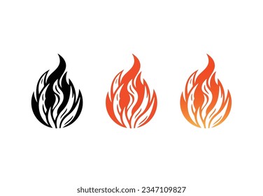 Fire Logo clipart of Flame Icon vector, flaming fireball sign hot burn symbol. isolated on white background.