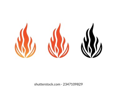 Fire Logo clipart of Flame Icon vector, flaming fireball sign hot burn symbol. isolated on white background.