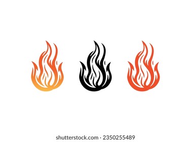 Fire Logo clipart of Flame Icon vector, fiery fireball sign hot burn symbol. isolated on white background.
