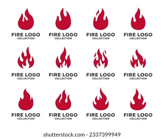 Fire logo collection, set of various flame symbols. suitable for use as food business logos such as bbq, grill, hot and others.