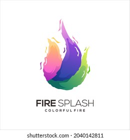 Diseño de vectores de ilustraciones coloreadas con logotipo de incendio