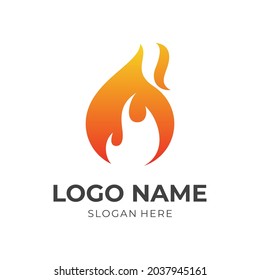 concepto de logotipo de incendios con un estilo de color amarillo y naranja plano