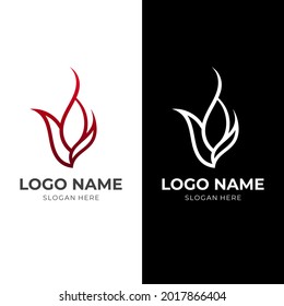 fire logo concept with line red and white color style