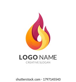 fire logo concept, modern 3d logo style in gradient yellow and red color