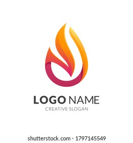 concepto de logotipo de incendio, moderno estilo de logotipo 3d en color rojo degradado y amarillo