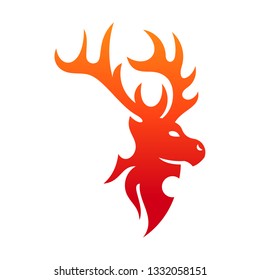 fire logo, fire deer silhouette logo design