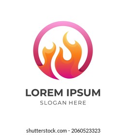 diseño de logotipo de incendios con un estilo de color rojo y naranja 3d