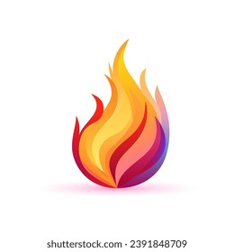 Fire logo design. Colorful flame icon. Bright burning flame or bonfire. Vector illustration