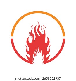 Concepto de diseño de logotipo de fuego con contorno de círculo