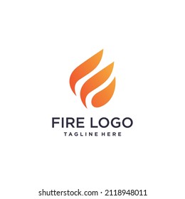 Fire logo design with creative abstract concept Premium Vector