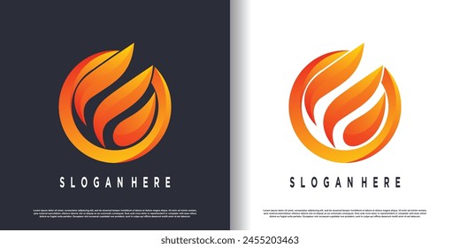 Fire logo design with creative abstract concept Premium Vector