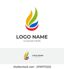 fire logo design with flat colorful style