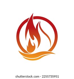 Fire logo design illustration and fire symbol icon vector
