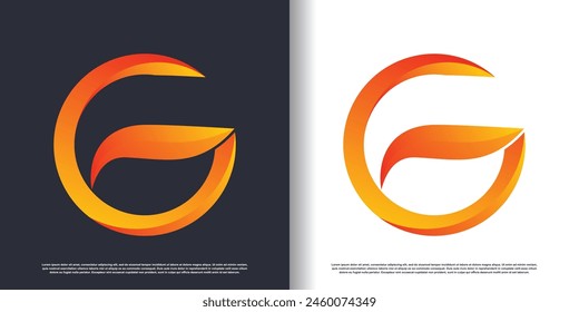 Fire logo design with letter G  creative abstract concept Premium Vector