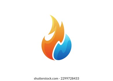 Fire logo design style with water combination