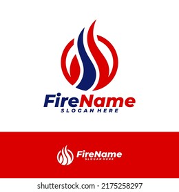 Fire Logo Design Template. Circle Fire Logo Concept Vector. Creative Icon Symbol