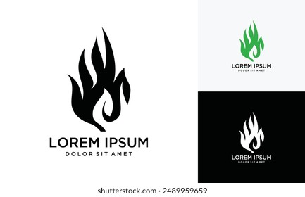 fire logo design template with natural leaves. natural fire logo inspiration