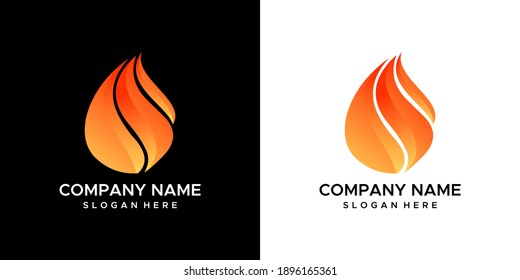 Fire logo design template orange