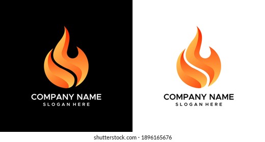 fire logo design template orange