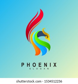 Fire logo with eagle design, Phoenix Bird in Fire Flame Logo design vector template Negative space style.