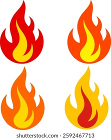 A fire logo featuring two solid colors red, orange, and yellow creating a strong and energetic look. The minimalist design, without gradients, is perfect for modern branding