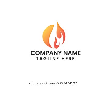 Logo de Fire. Logo de la llama. Negocios. Forma de círculo. Vector de fuego. Gas. Plantilla Premium. Creativo