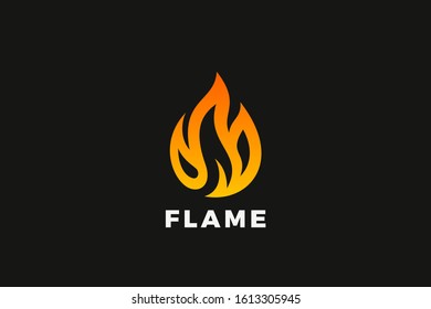 Fire Logo Flame design vector template. Burning Campfire Drop Droplet shape Logotype concept icon