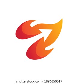 Fire Logo With Growth Arrow Silhouette In Negative Space