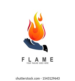 Fire logo, Hand With Fire Logo Design, hand and Fire logo designs symbol, Fire Care symbol
