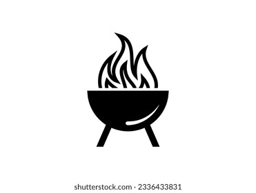 fire logo hot bbq restaurant food icon vector concept.