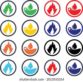 logotipo de fuego, icono de fuego, iconos de calefacción y refrigeración, plantilla de diseño de logotipos en frío caliente, llama e iconos de agua. Diseño plano negro. Ilustración vectorial, símbolo caliente y frío. logotipo de concepto de agua y llama.