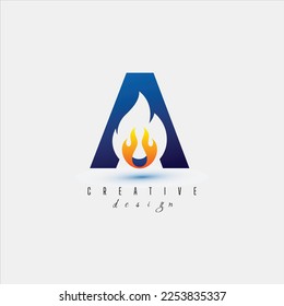 A and Fire logo with leading lines and road concept design. Letters with geometric design. Vector Illustration with letter and creative cuts and lines