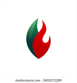 Fire logo leaf logo concept stock image