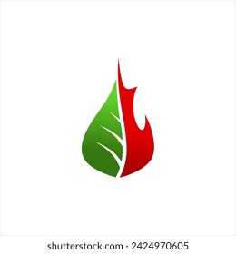 Logo de fuego concepto de logotipo de hoja imagen de archivo