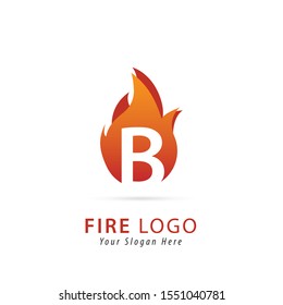 Fire Logo With Letter B Initial Logo Template