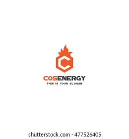 Fire Logo with Letter C